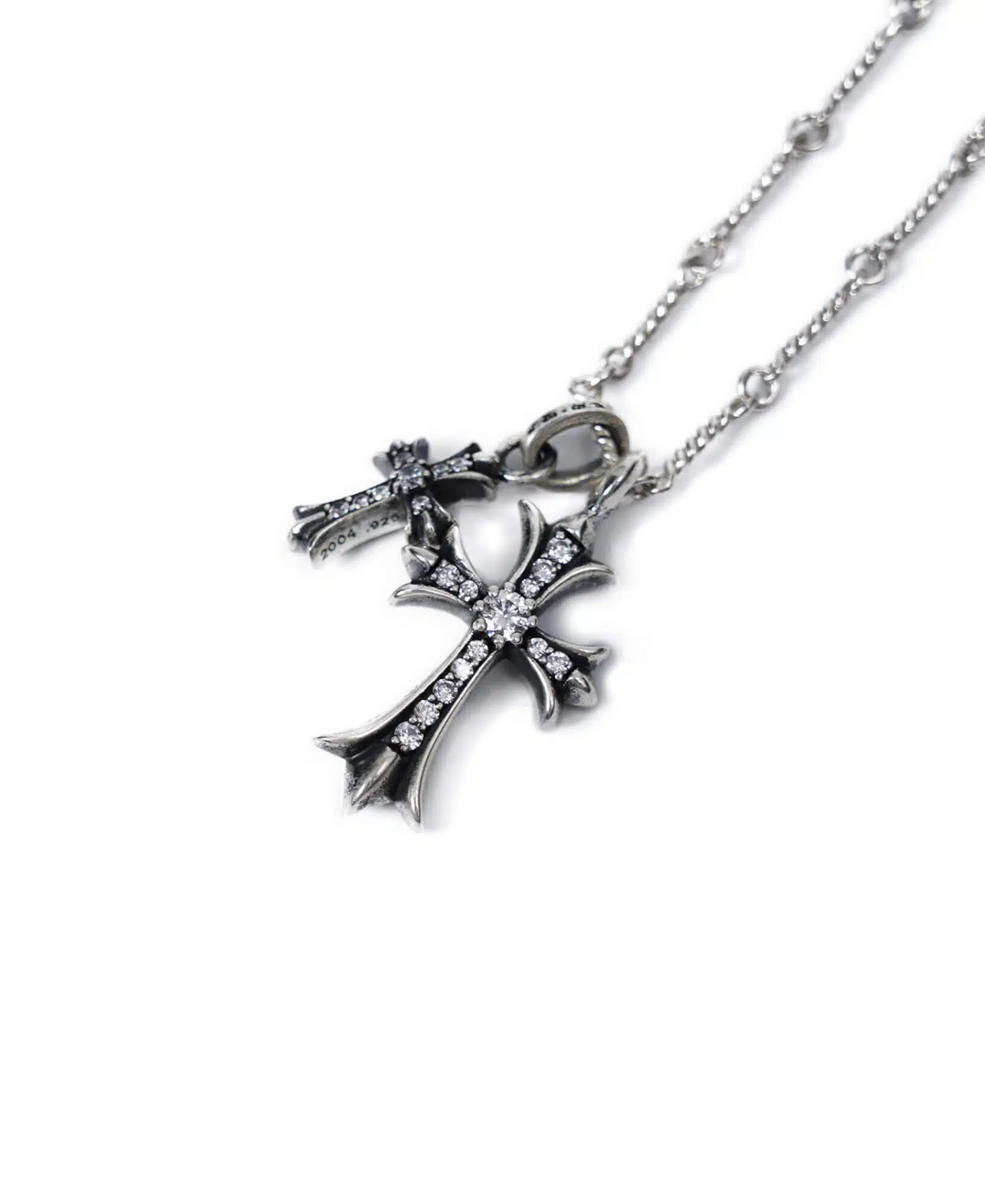 DOUBLE CROSS CHROME NECKLACE