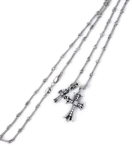 DOUBLE CROSS CHROME NECKLACE