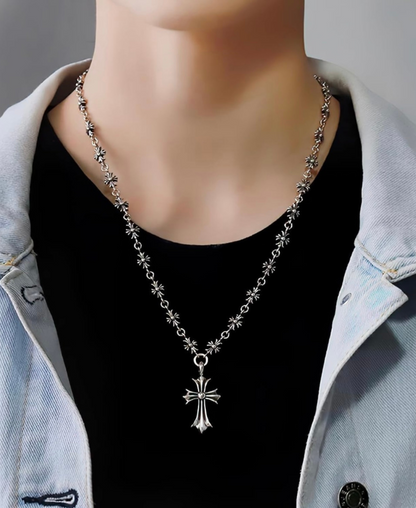 EXCALIBUR CROSS CHROME NECKLACE