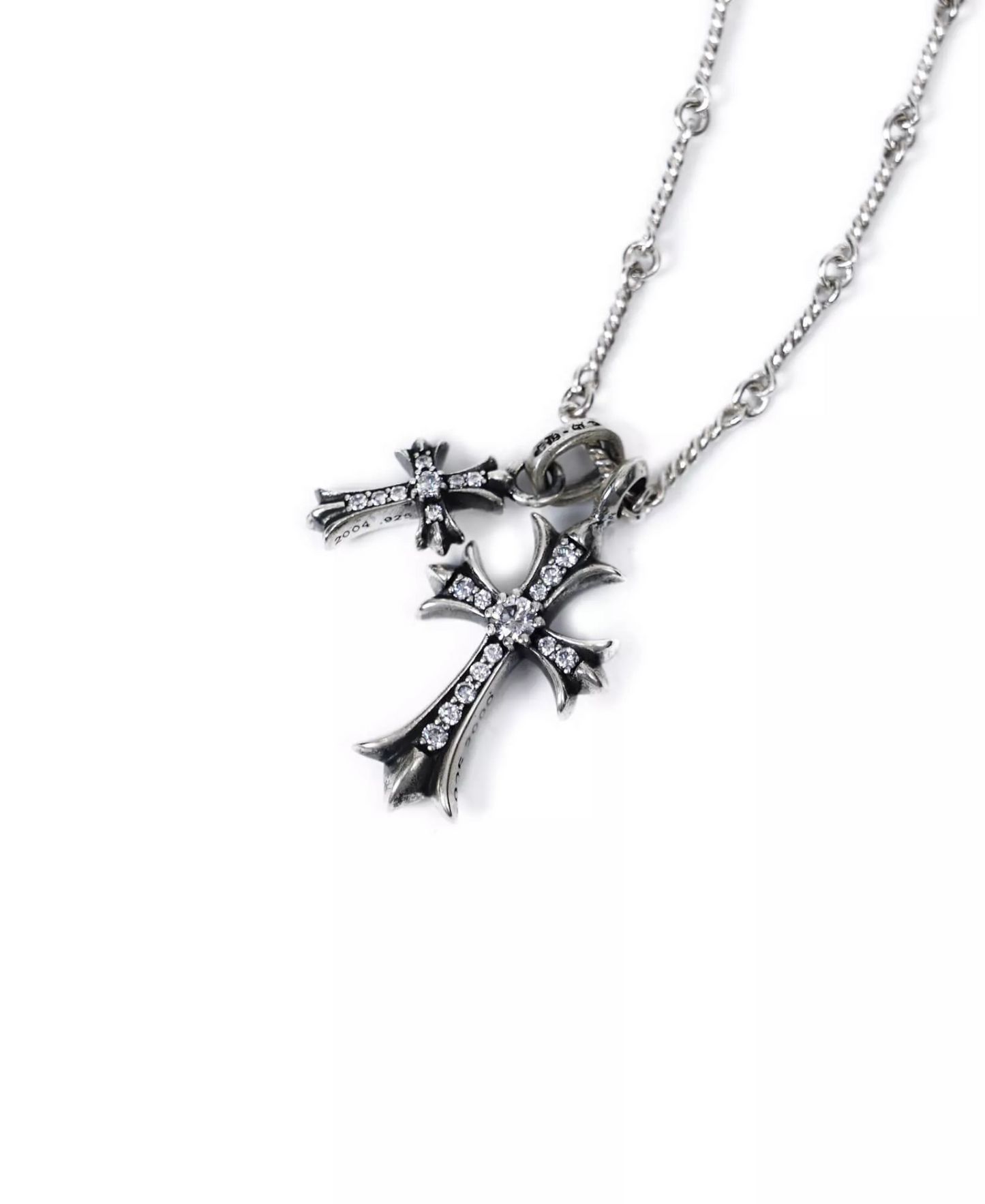 DOUBLE CROSS CHROME NECKLACE