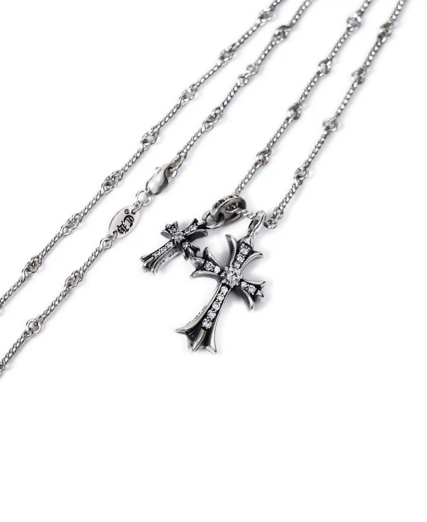 DOUBLE CROSS CHROME NECKLACE