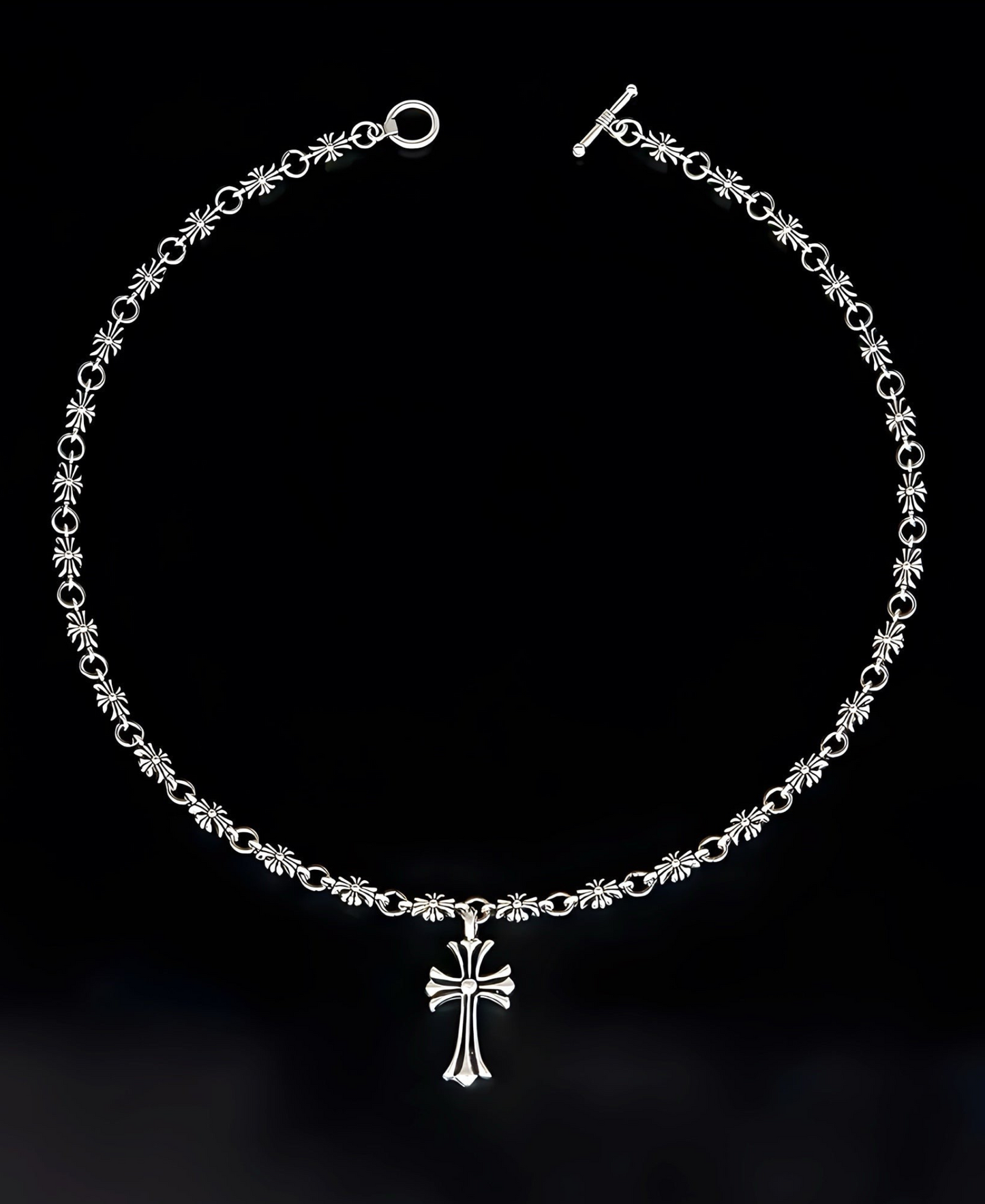 EXCALIBUR CROSS CHROME NECKLACE